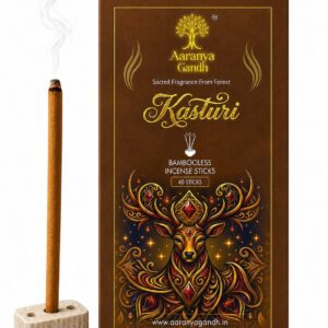 Kasturi Bambooless Incense Sticks, Charcoal and Toxin Free, Forest-Inspired Fragrance, with Dhoop Holder (Medium, Kasturi)