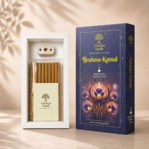 Brahma-Kamal Bambooless Incense Sticks, Charcoal & Chemical Free, Forest Inspired Fragrance, with Dhoop Holder (Medium, Lotus)