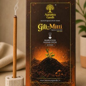 Gili Mitti Bambooless Incense Sticks, Charcoal & Chemical Free, Forest Inspired Fragrance, with Dhoop Holder, 40 Sticks
